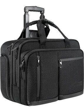 Stylish 17.3" Waterproof Rolling Laptop Bag for Travel, Work & Business - Black